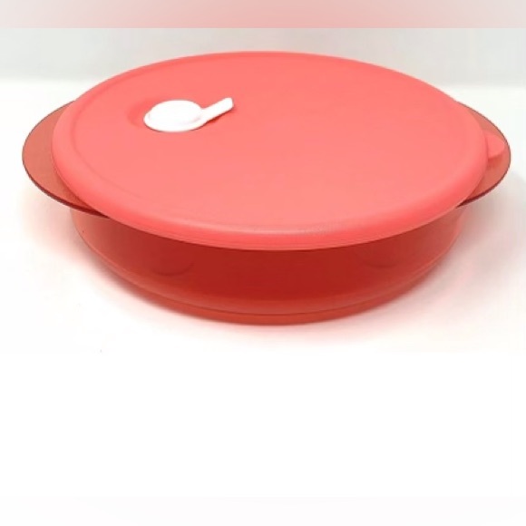 Tupperware Vent N Serve Freezer Microwave 3 1/4 Cups Large Round Red New - Picture 3 of 4